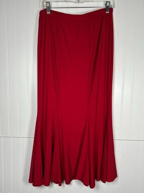 Womens Trumpet fit & flair Skirt Size L Red  Midi Stretch NWT Holiday Coquette